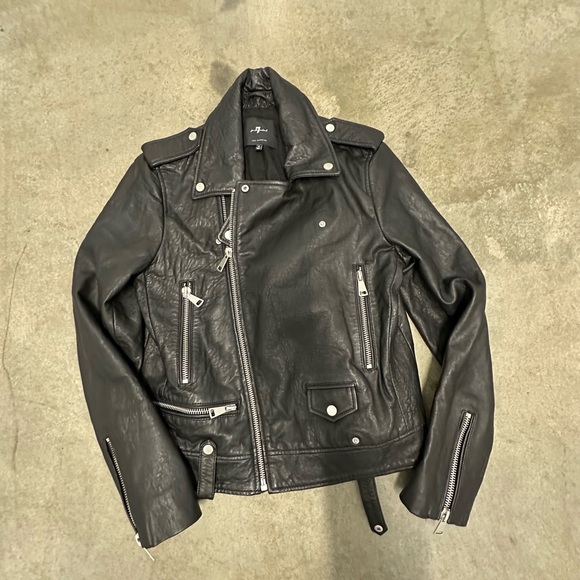 7 For All Mankind Jackets & Blazers - 7 For All Mankind Leather motorcycle Jacket black grunge size medium punk rock
